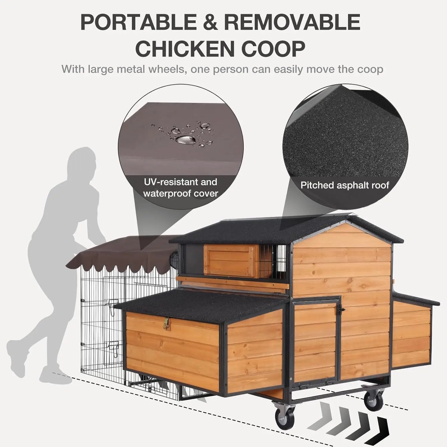 76" Portable Metal-Frame Coop — Fits 3–4 Hens