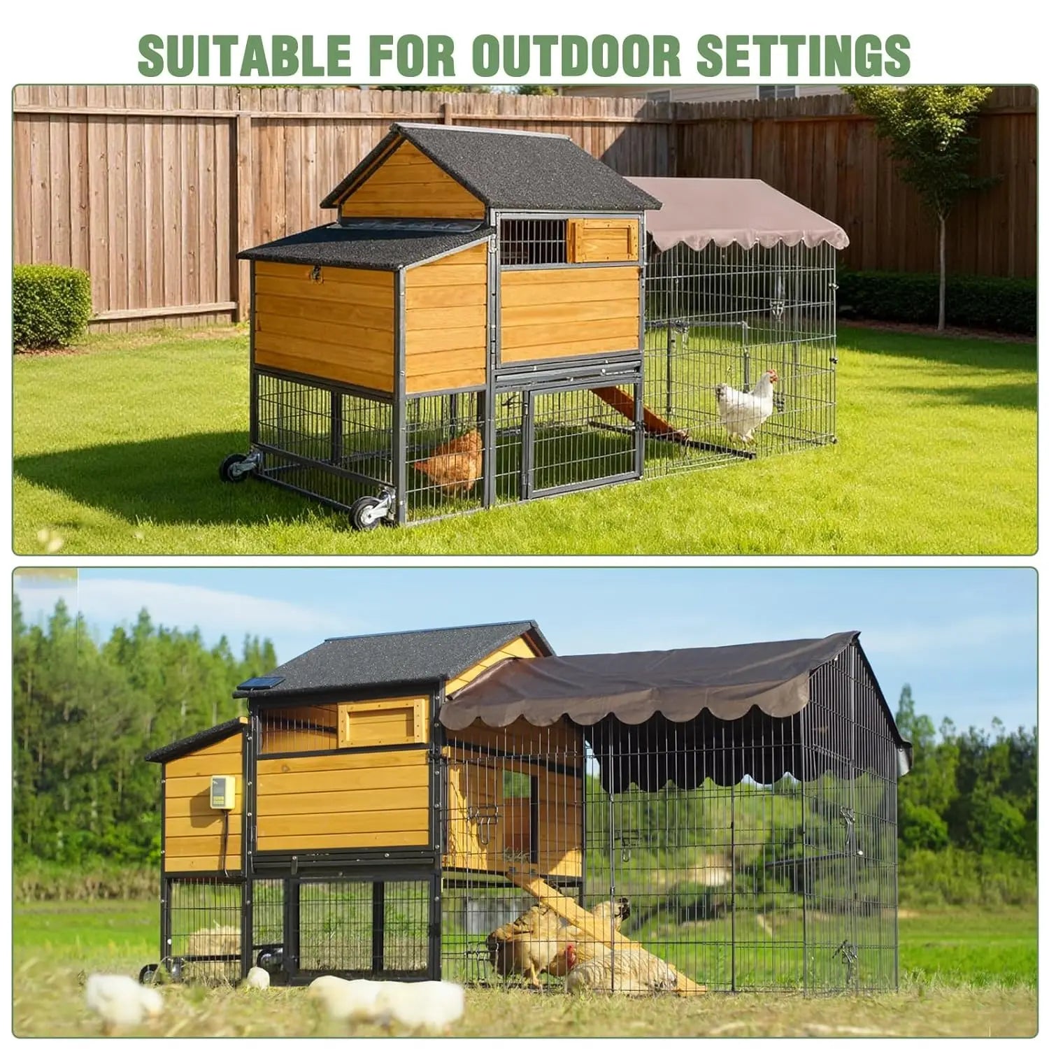 85.6" Mobile Chicken Coop with Run — Fits 6–8 Hens