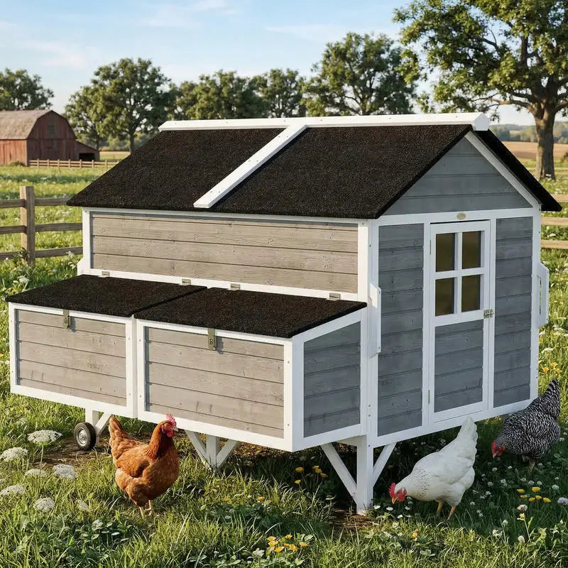 PawHut 59" Wooden Mobile Coop — Fits 4–6 Hens
