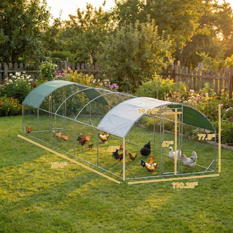 PawHut Walk-In Metal Chicken Coop — Fits 30–40 Hens