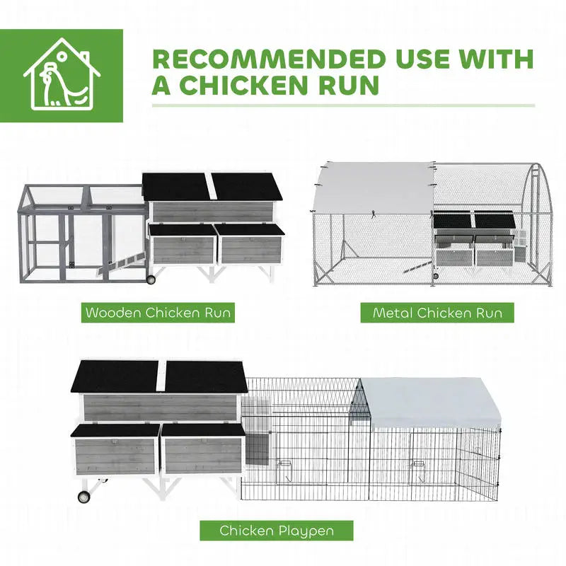 PawHut 59" Wooden Mobile Coop — Fits 4–6 Hens