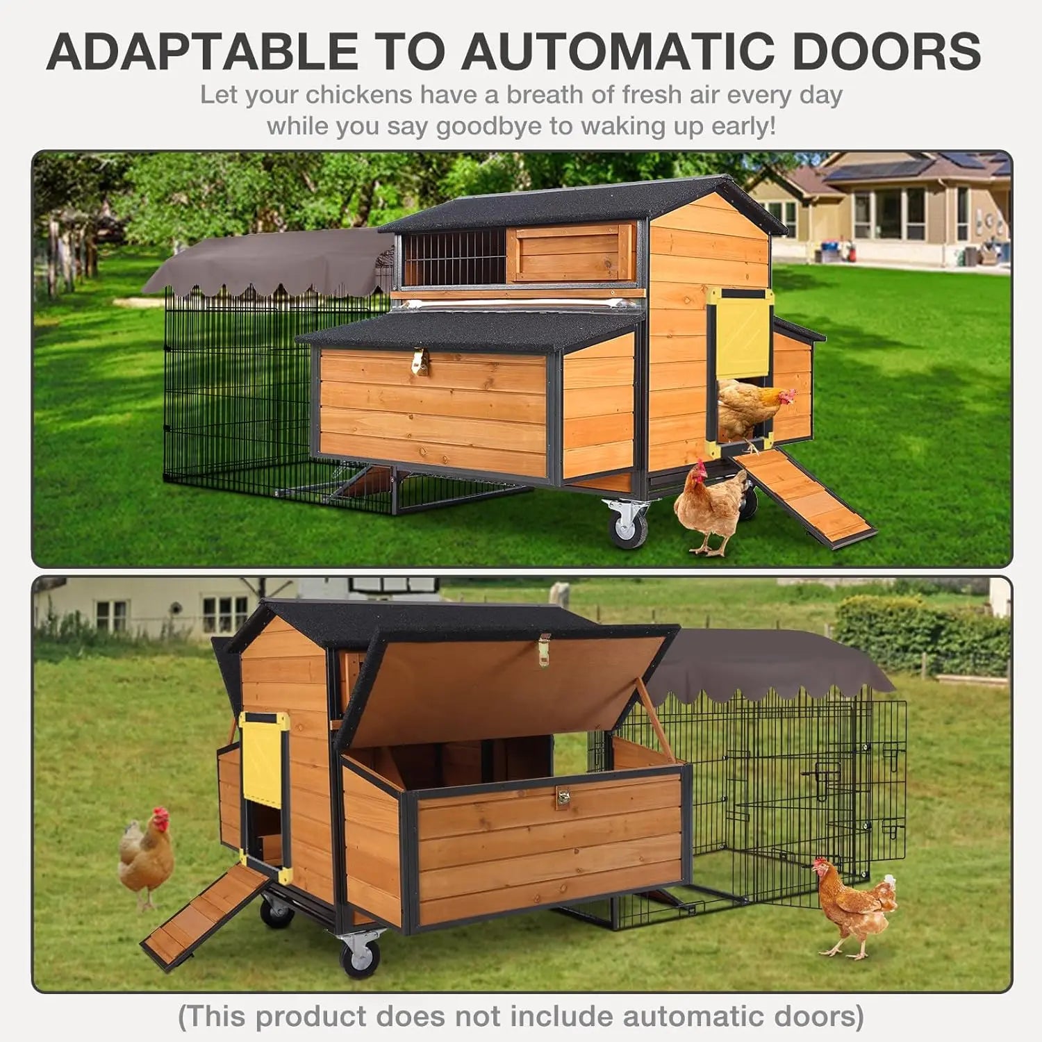 76" Portable Metal-Frame Coop — Fits 3–4 Hens