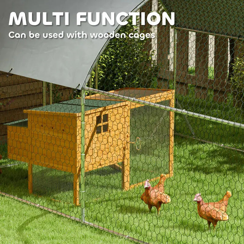 PawHut Walk-In Metal Chicken Coop — Fits 30–40 Hens