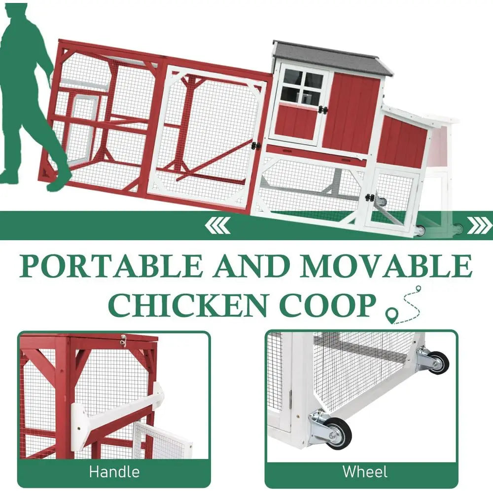 95.3" Portable Chicken Coop with Run — 2–4 Hens