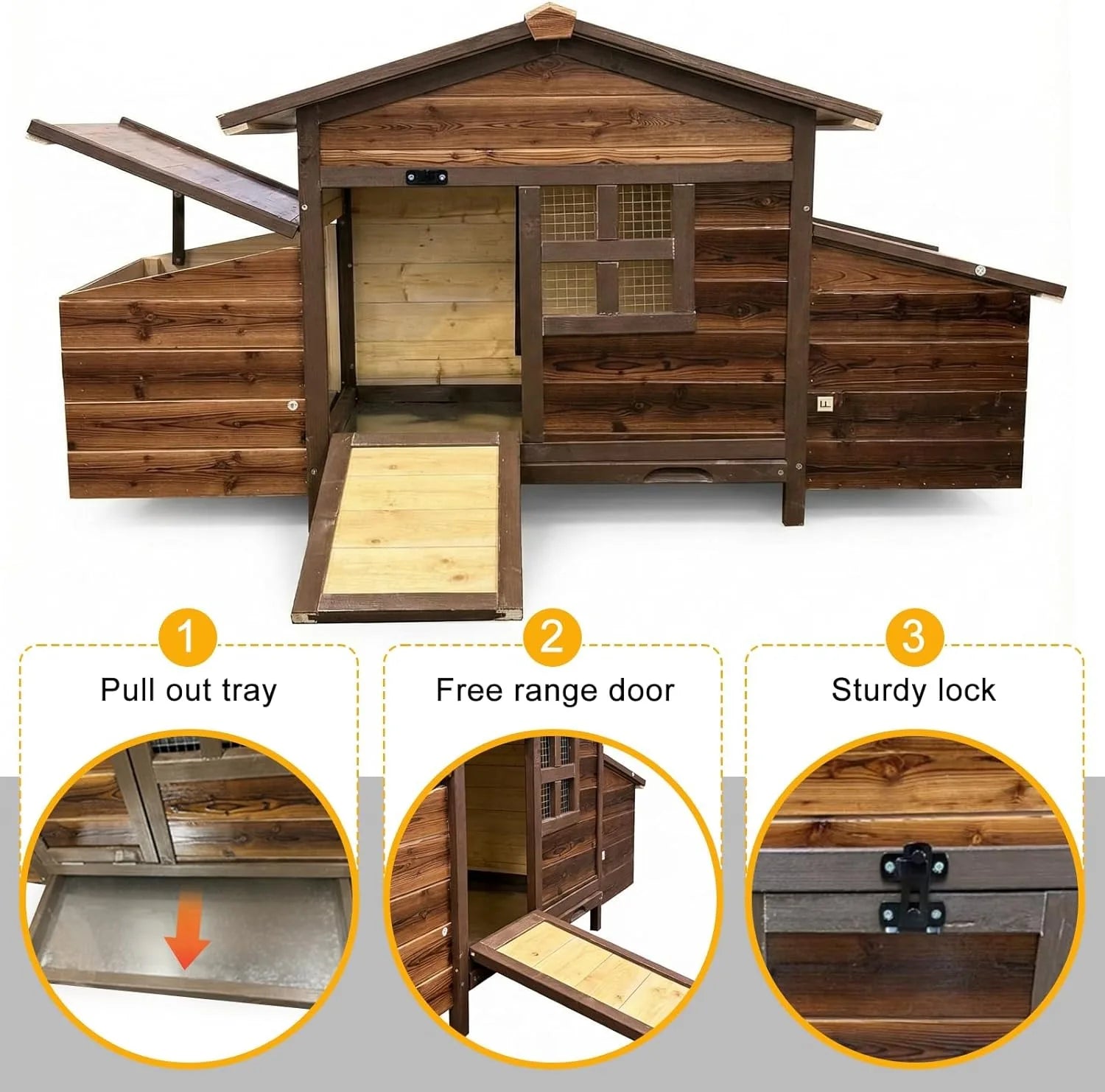 Small Wooden Chicken Coop with 2 Nesting Boxes — 2 Hens