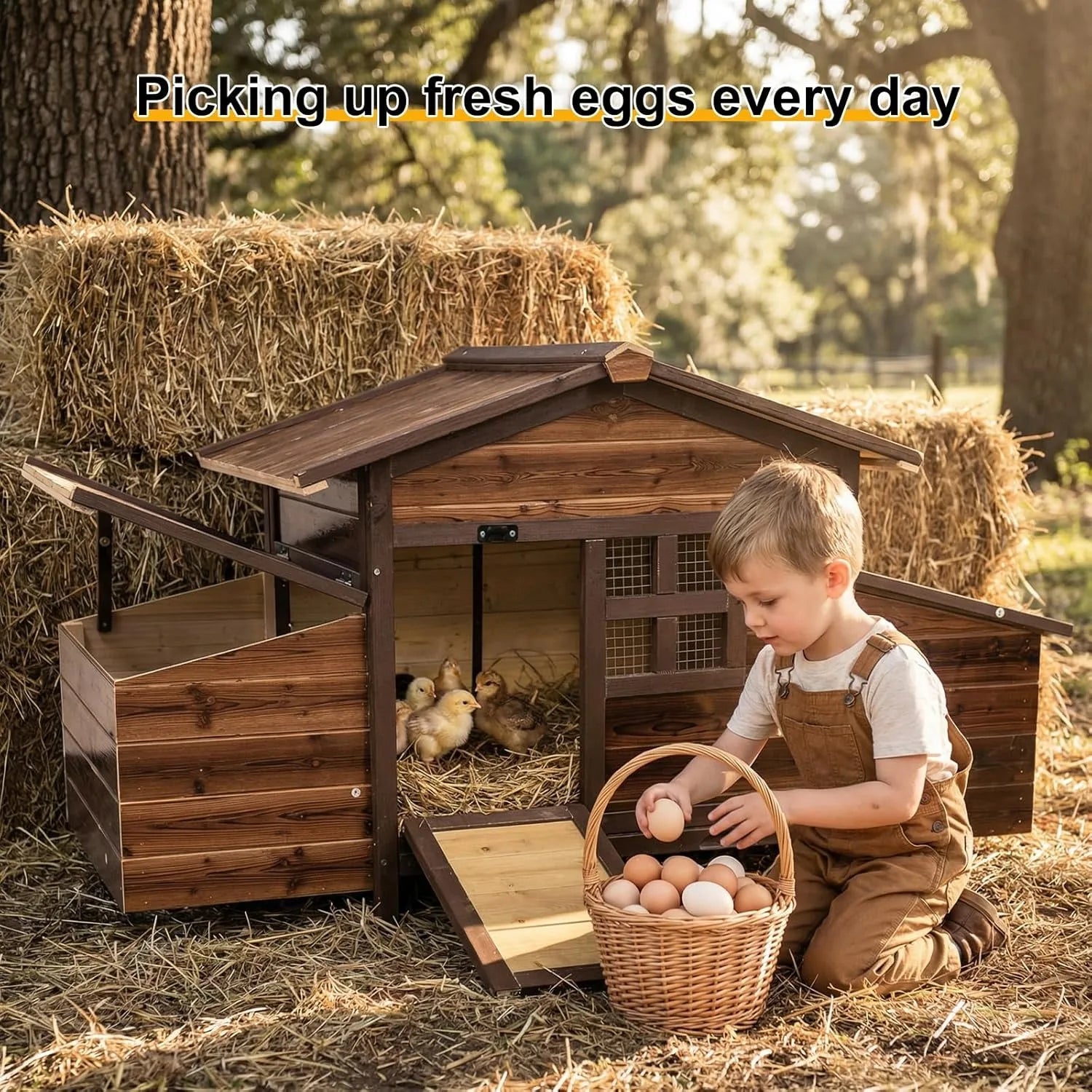 Small Wooden Chicken Coop with 2 Nesting Boxes — 2 Hens