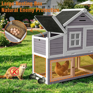 153" Mobile Chicken Coop with Run — Fits 6–10 Hens