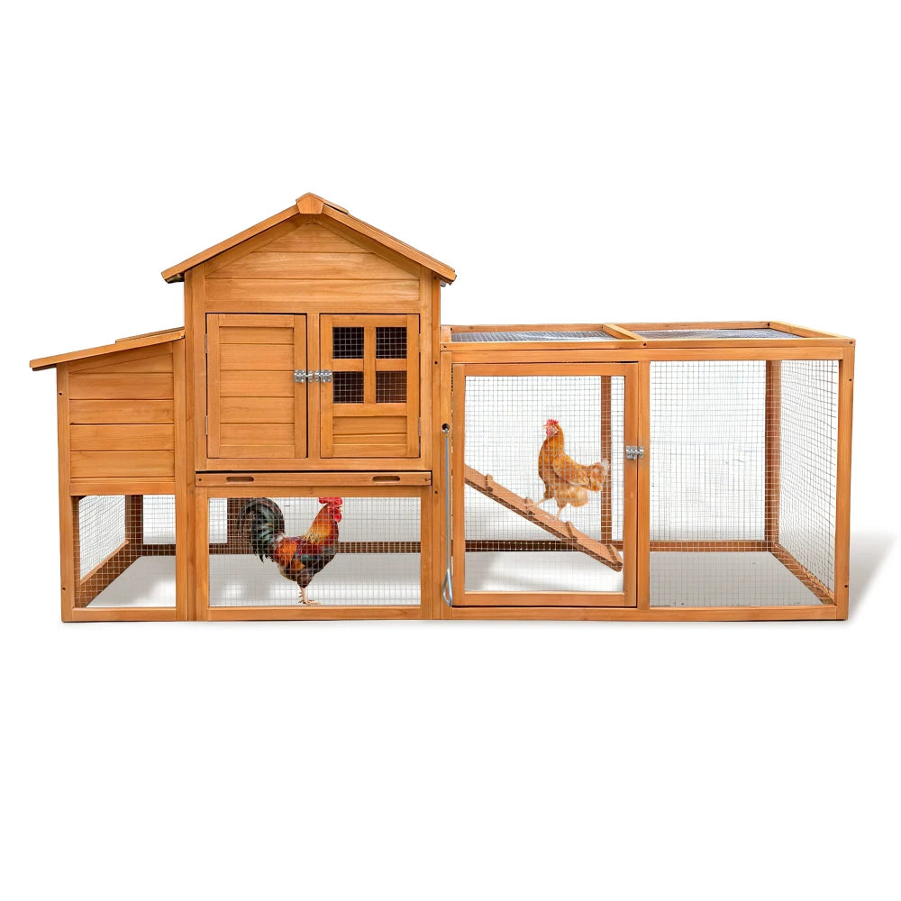 80" Wooden Chicken Coop with Nesting Box — 2–4 Hens