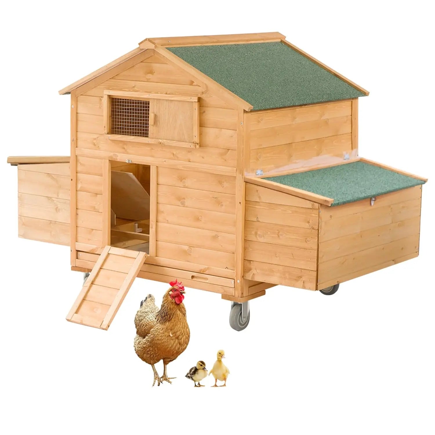 60" Wooden Mobile Chicken Coop — Fits 4–6 Hens