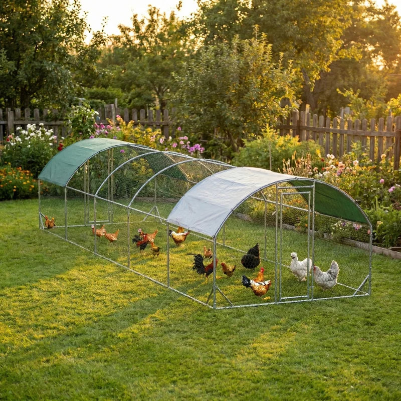 PawHut Walk-In Metal Chicken Coop — Fits 30–40 Hens