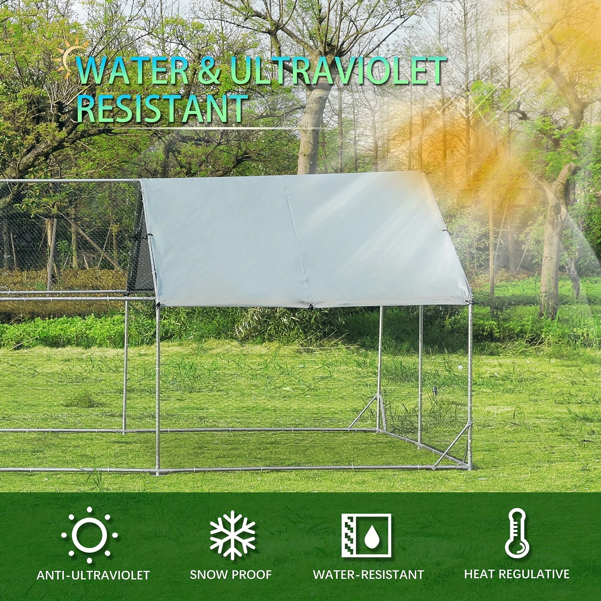 Large Walk-In Metal Chicken Coop with Spire Roof