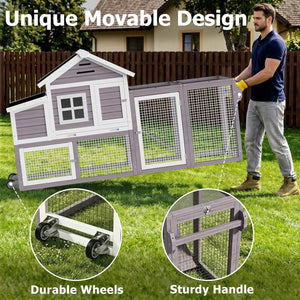 153" Mobile Chicken Coop with Run — Fits 6–10 Hens
