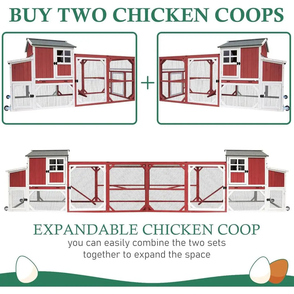 95.3" Portable Chicken Coop with Run — 2–4 Hens