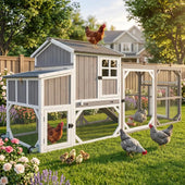 95" Wooden Chicken Coop with Run — Fits 3–6 Hens