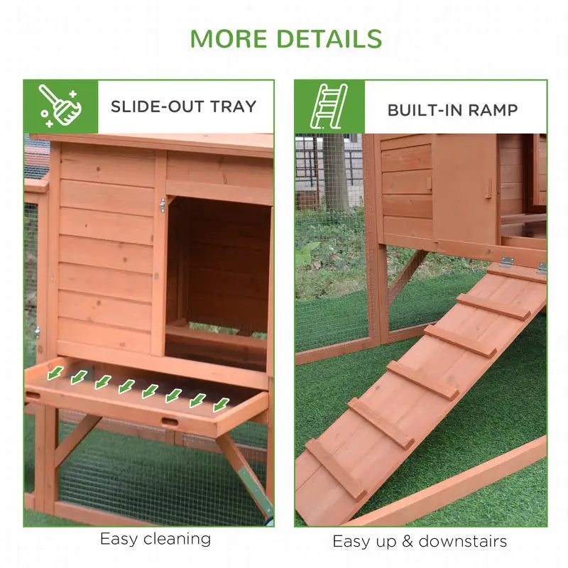 PawHut 96.5" Wooden Mobile Chicken Coop with Run