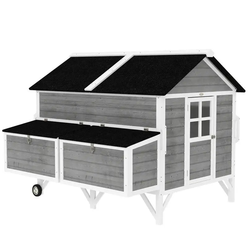 PawHut 59" Wooden Mobile Coop — Fits 4–6 Hens