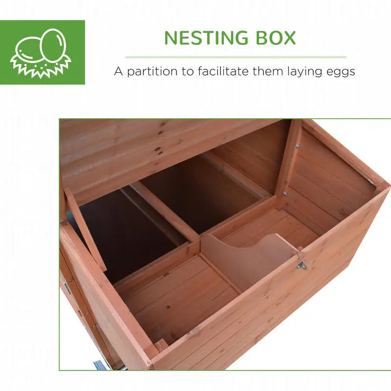 PawHut 96.5" Wooden Mobile Chicken Coop with Run