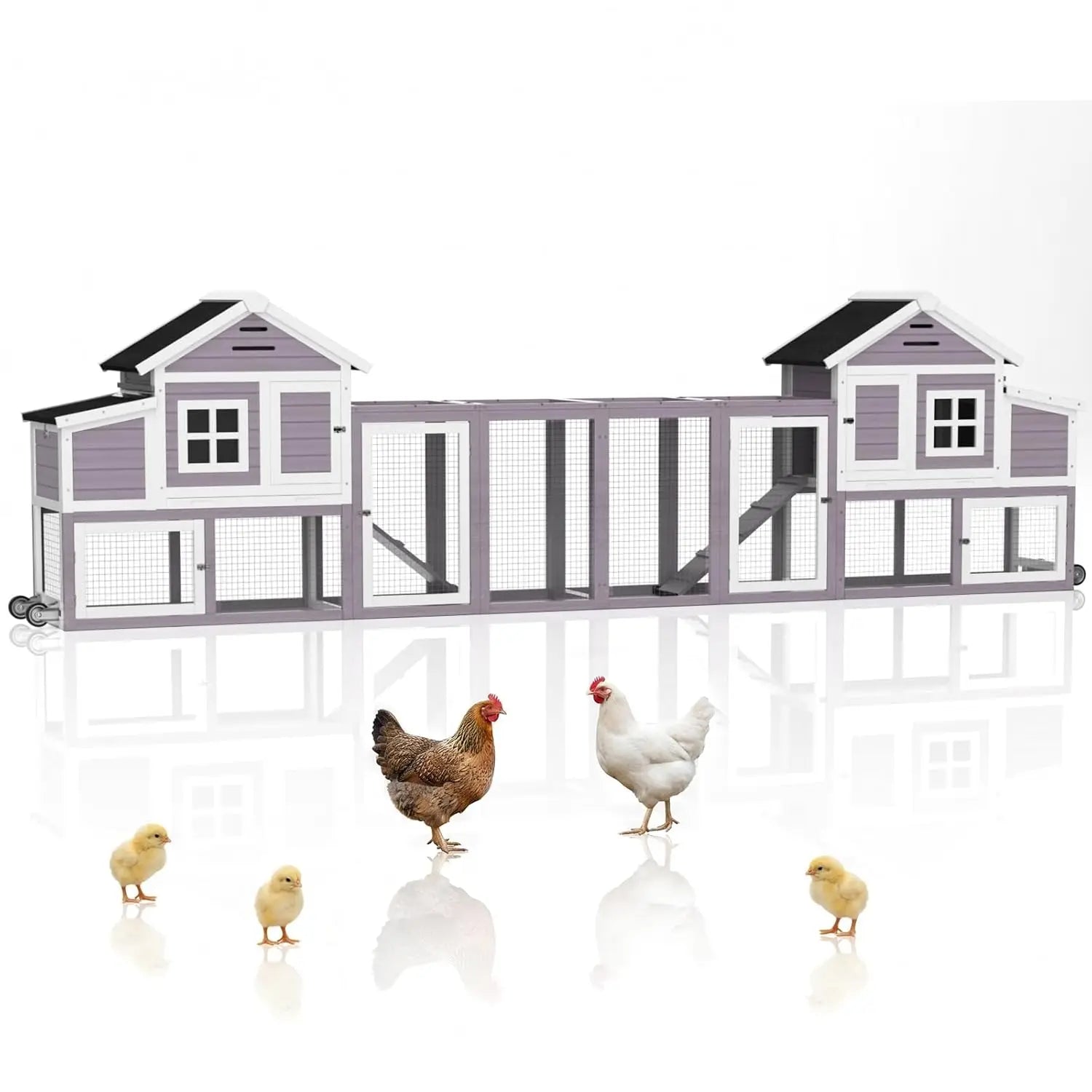 153" Mobile Chicken Coop with Run — Fits 6–10 Hens