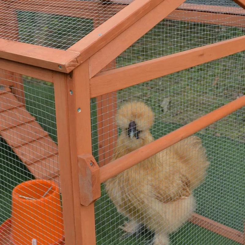 PawHut 96.5" Wooden Mobile Chicken Coop with Run