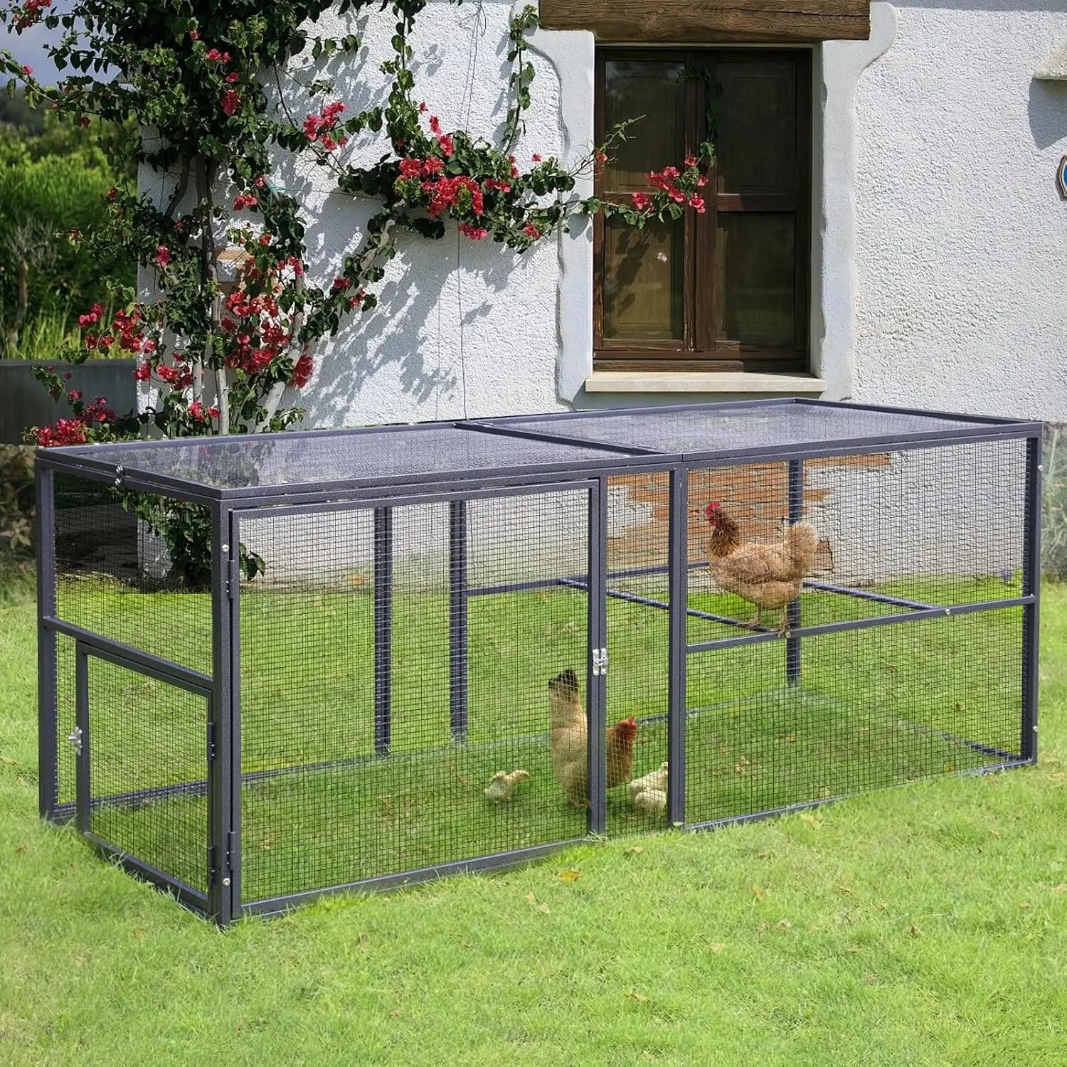 85.6" Mobile Chicken Coop with Run — Fits 6–8 Hens