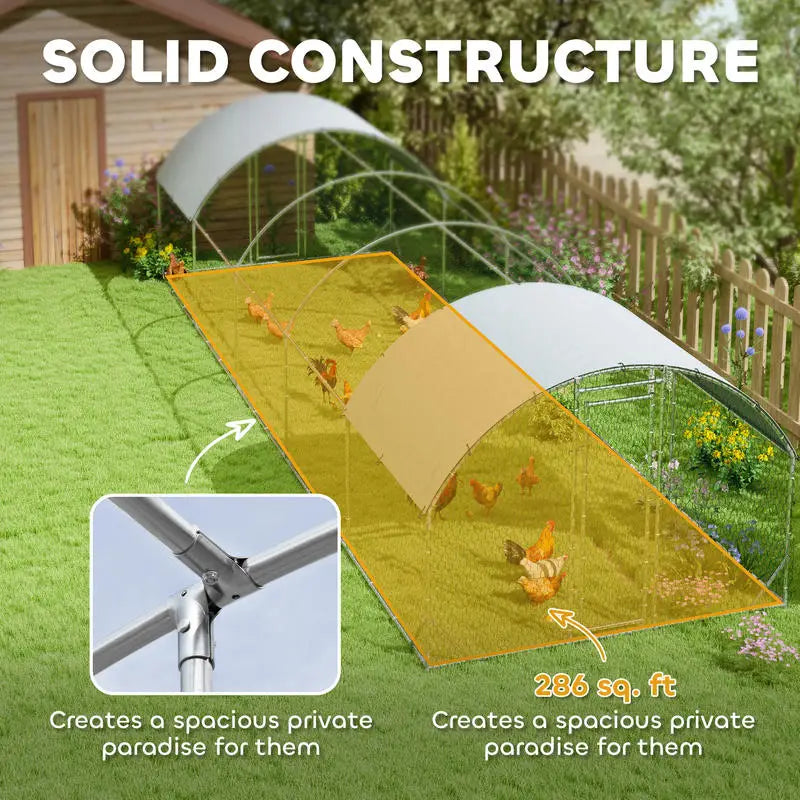 PawHut Walk-In Metal Chicken Coop — Fits 30–40 Hens