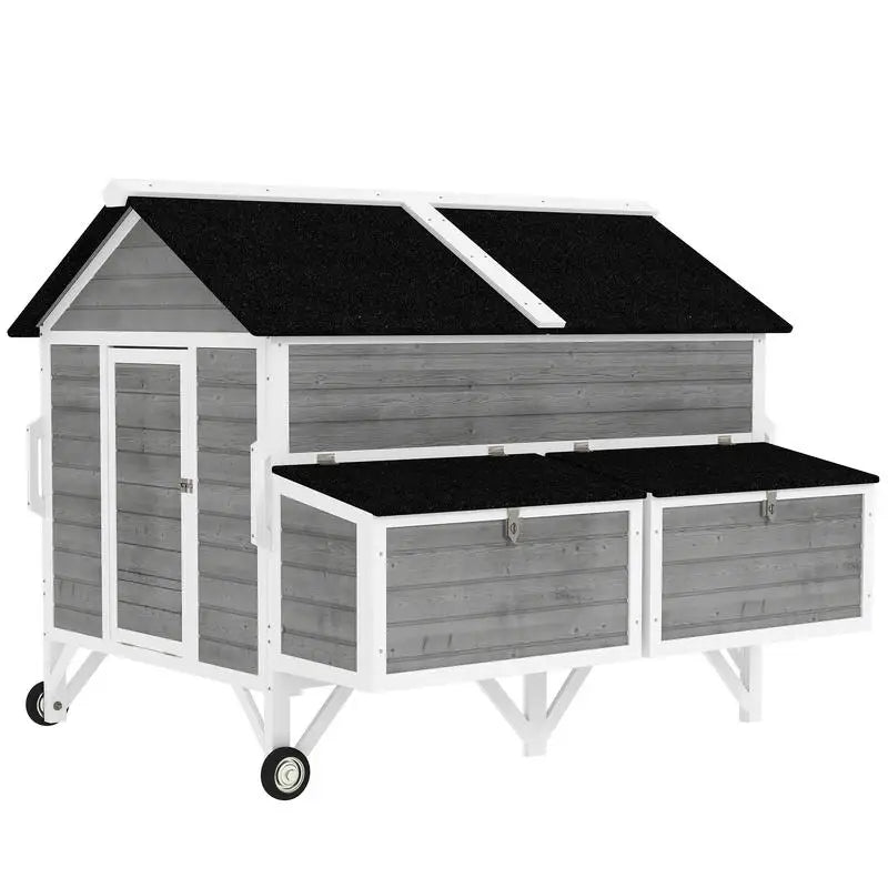PawHut 59" Wooden Mobile Coop — Fits 4–6 Hens