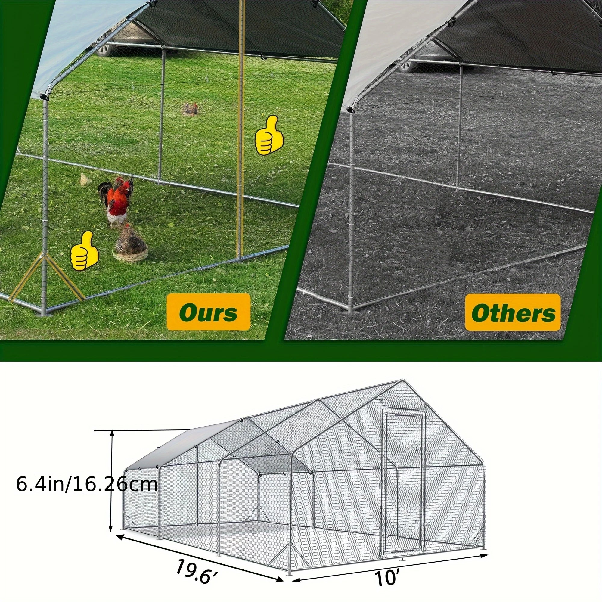 Large Walk-In Metal Chicken Coop with Spire Roof