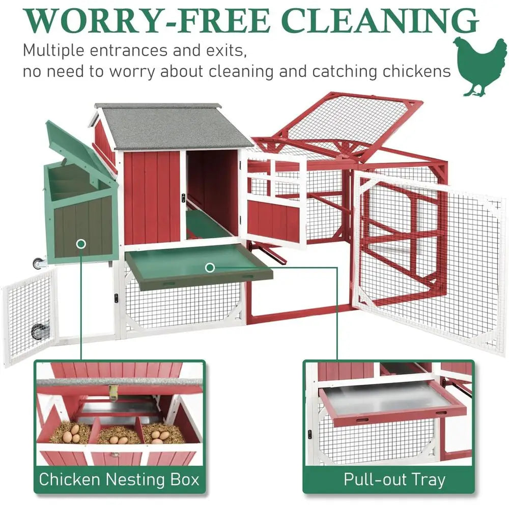 95.3" Portable Chicken Coop with Run — 2–4 Hens