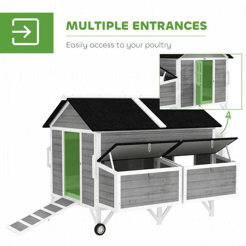 PawHut 59" Wooden Mobile Coop — Fits 4–6 Hens