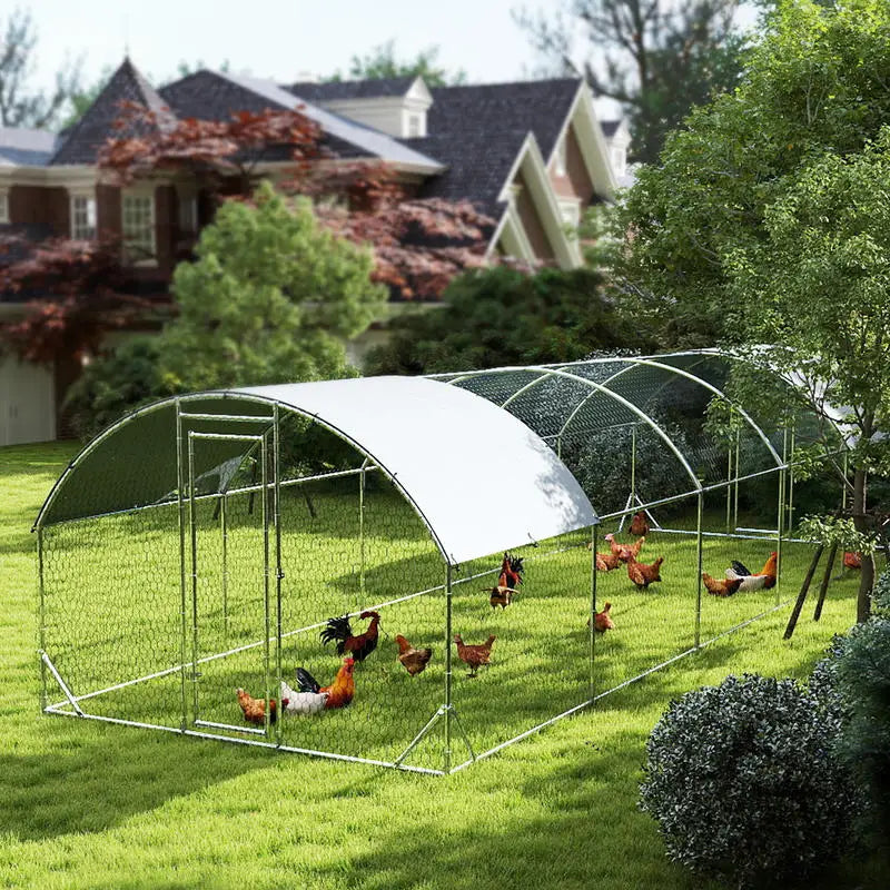 PawHut Walk-In Metal Chicken Coop — Fits 30–40 Hens