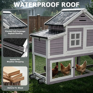 153" Mobile Chicken Coop with Run — Fits 6–10 Hens