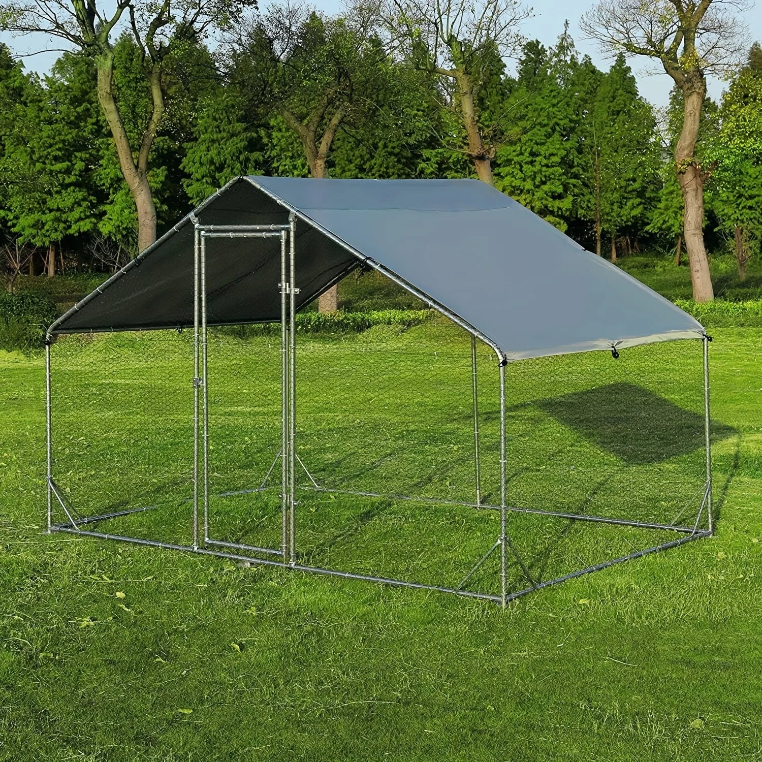 Large Walk-In Metal Chicken Coop with Spire Roof