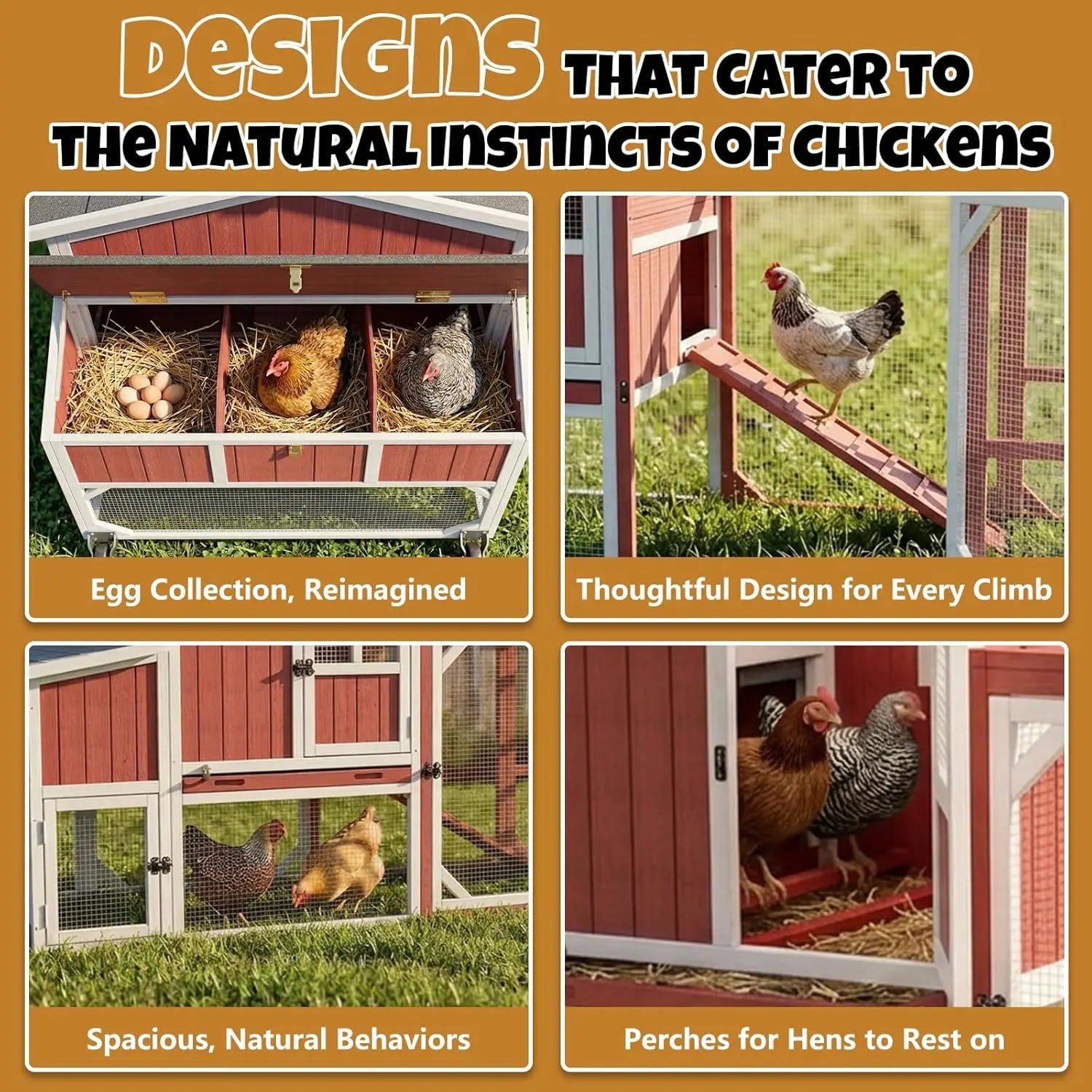 95" Wooden 2-Story Mobile Coop — Fits 4–6 Hens