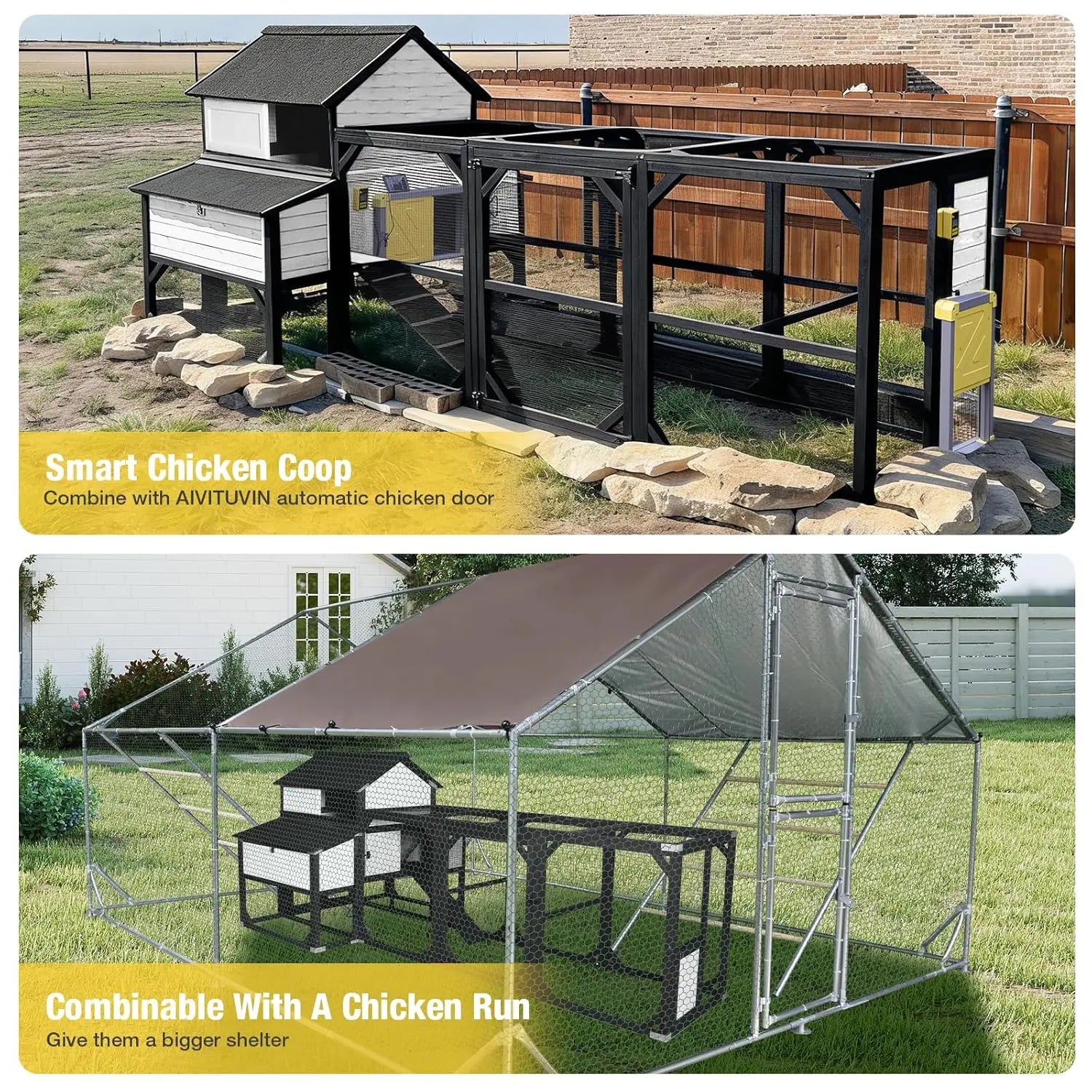 XL Wooden Chicken Coop with Run — Fits 10–15 Hens